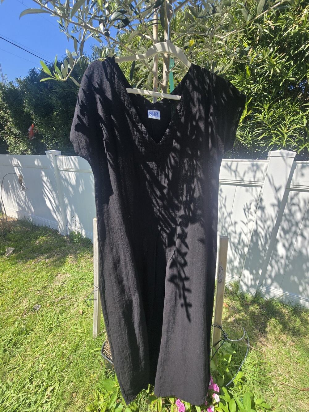 Oh My Gauze LA Cotton Gauze Knee/Calf Length Dress Size 1 Black Lagenlook
